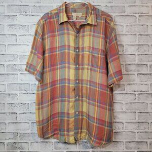 NWOT The Territory Ahead Linen Plaid Men's Button Down Shirt Size L
